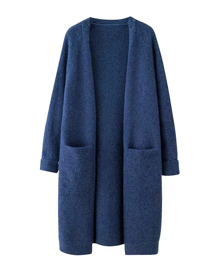 Relaxed Open-Front Knitted Longline Cardigan