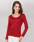 Silk and viscose knit long-sleeve round-neck tee. Soft, smooth & naturally lustrous with a regular fit and medium stretch — a versatile all-season base layer.