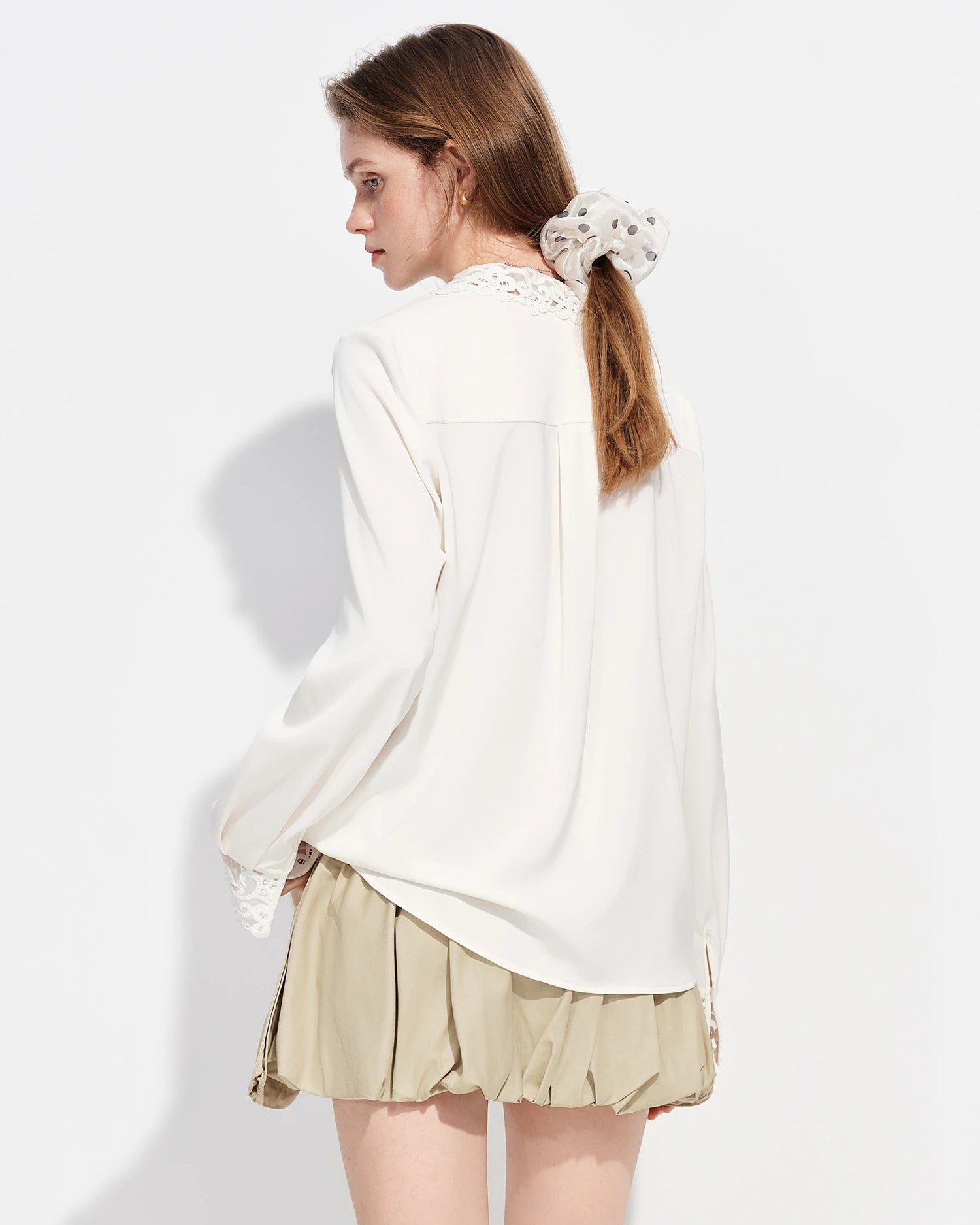 Lace-Trimmed Single-Breasted Shirt