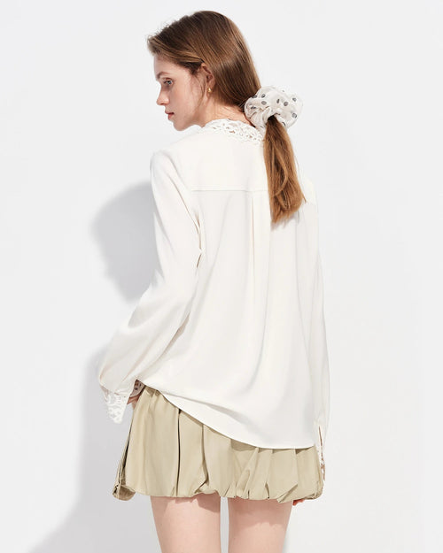 Lace-Trimmed Single-Breasted Shirt