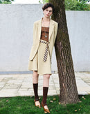 Slim-Fit A-Line Zipper Knee-Length Skirt