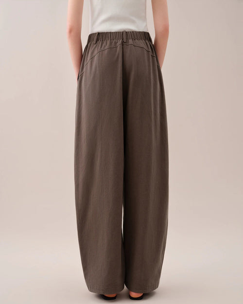 High-Waisted Loose-Fitting Curved Pants