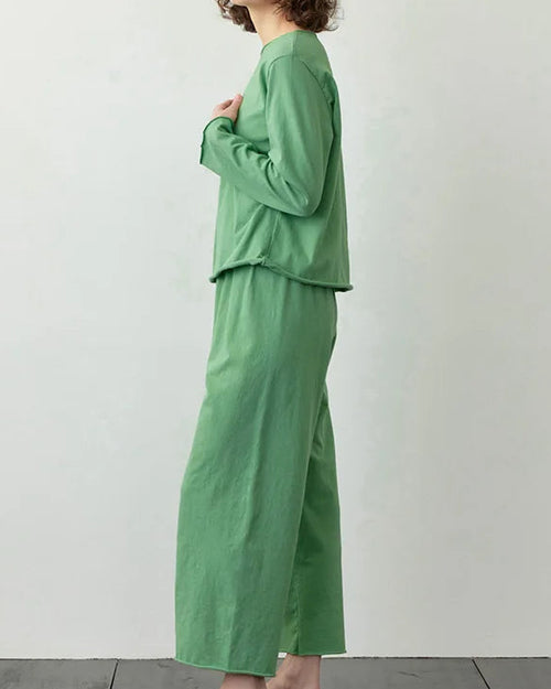 Cotton Long-Sleeve Pajama Two-Piece Set