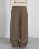 Drawstring Pleated Wide-Leg Suit Trousers