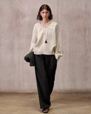 Loose-Fit Linen Crew-Neck Shirt