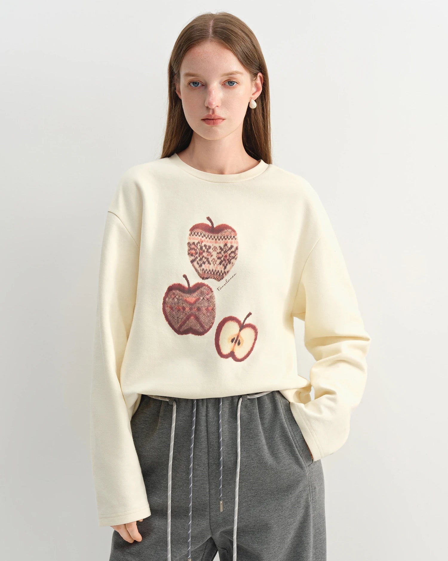 Retro Apple Print Loose T-Shirt