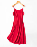 Silk-Spandex Spaghetti Strap A-Line Knee Dress