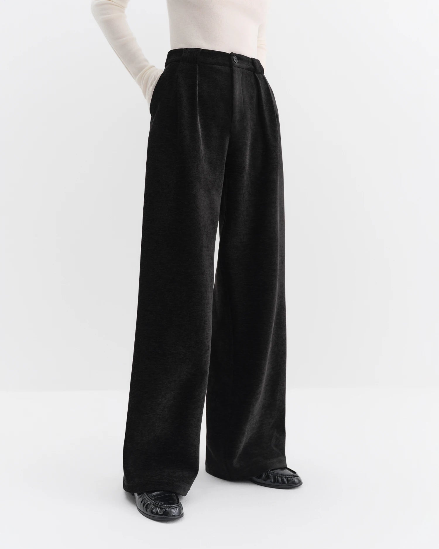High-Waisted Straight-Leg Knit Pants