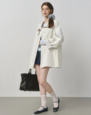 Short Stand Collar Windbreaker Trench Jacket