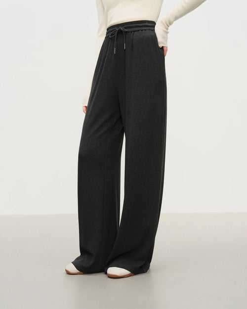 High-Waist Wide-Leg Knit Pants