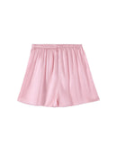 Mulberry Silk Satin Elastic-Waist Shorts