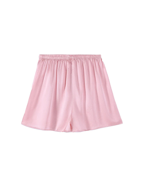 Mulberry Silk Satin Elastic-Waist Shorts