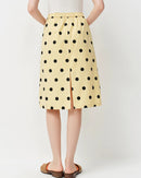 Polka Dot Cotton A-Line Midi Skirt