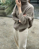 High Neck Pure Wool Short Cardigan