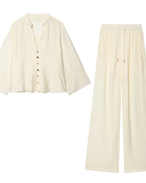 V-Neck Shirt & Wide-Leg Pants Set
