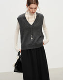 Wool Knit V-Neck Sleeveless Vest