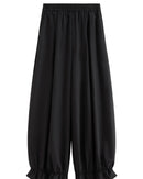 Elastic-Waist Wide-Leg Flared Trousers