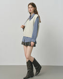 Wool Knit V-Neck Sleeveless Vest