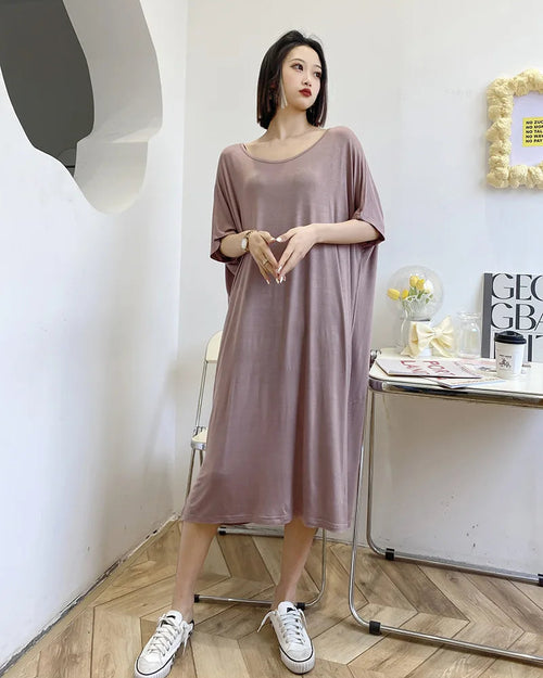 Cotton Modal Loose Short Sleeve Sleep Dress