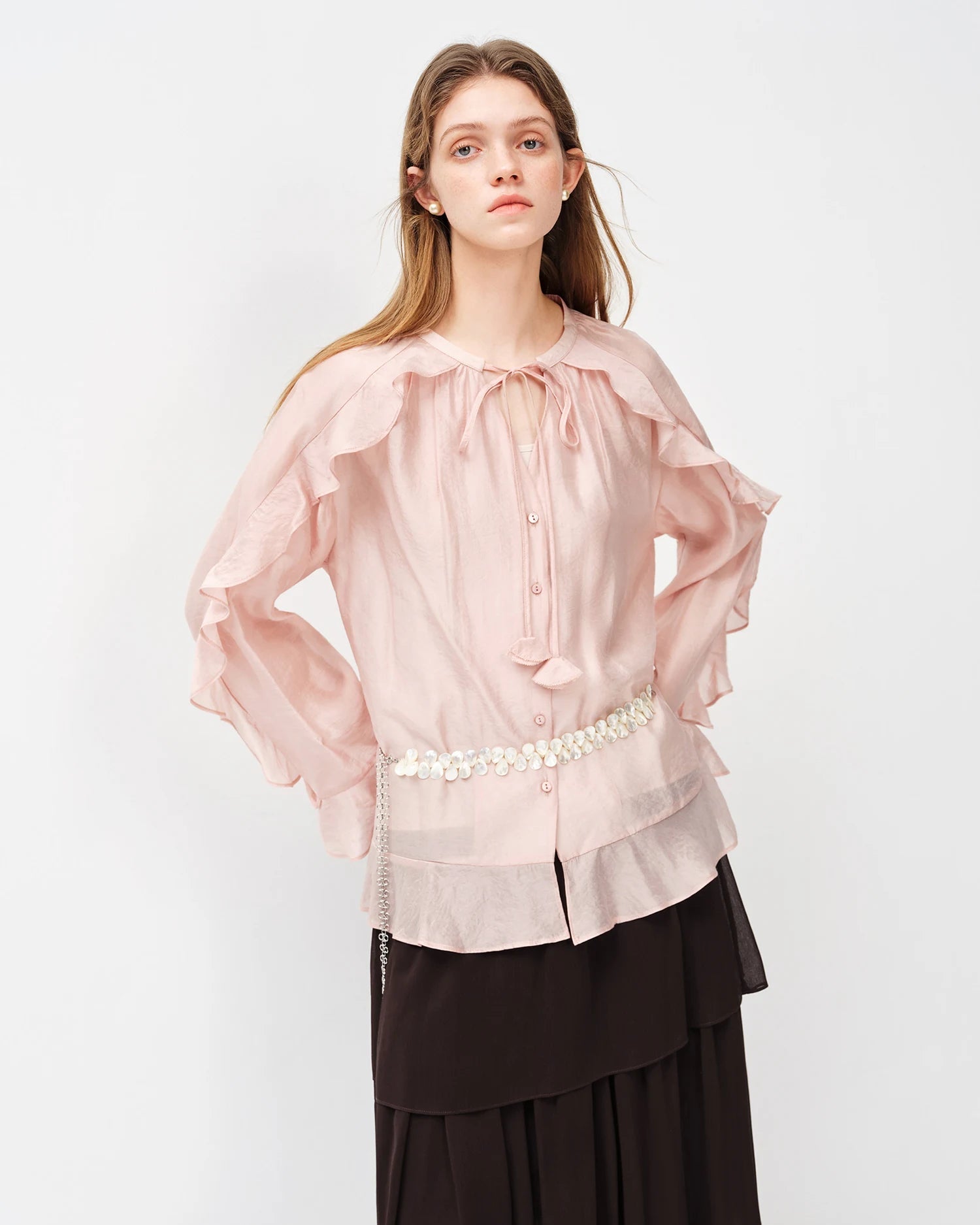 Floral Flowy Blouse With Silk-Blend Camisole