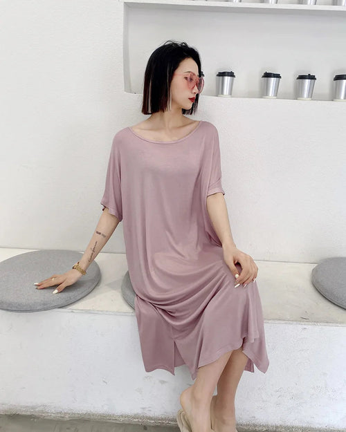 Cotton Modal Loose Short Sleeve Sleep Dress