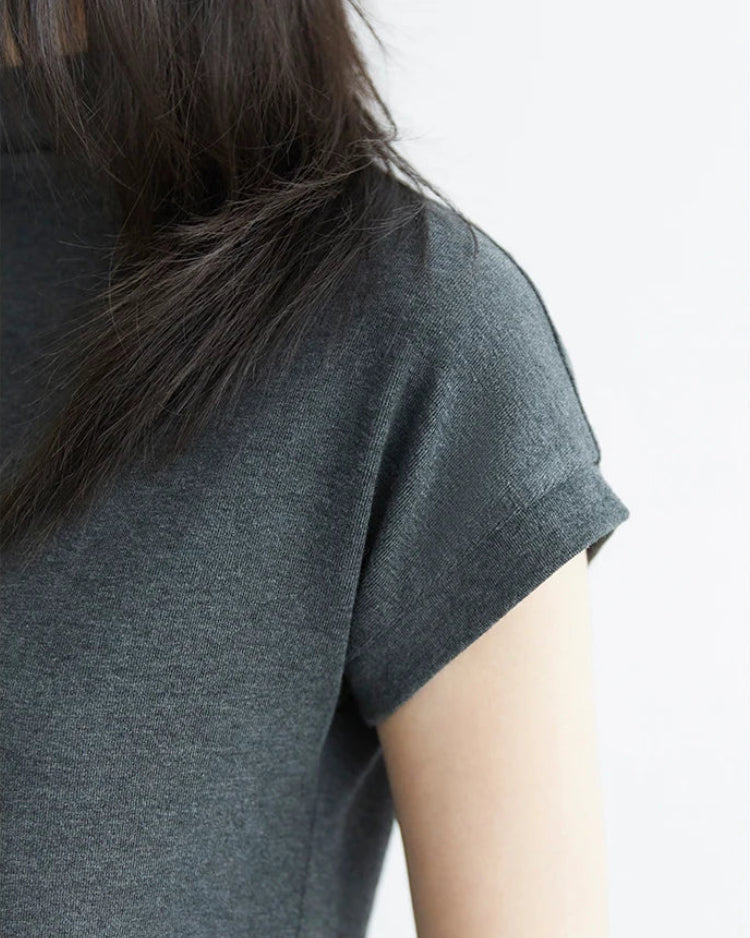 Slim Half-Neck Stretch Knit Women's Top