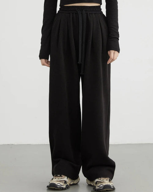 High-Waisted Drawstring Wide-Leg Pants
