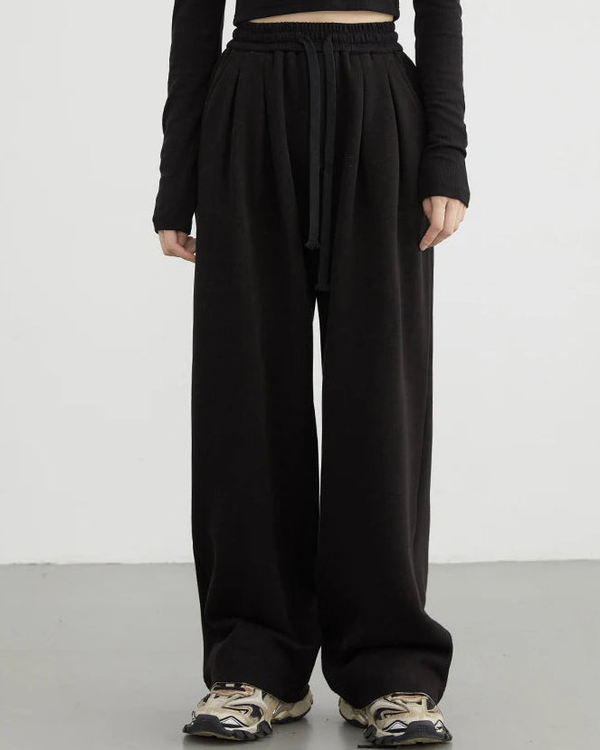 High-Waisted Drawstring Wide-Leg Pants