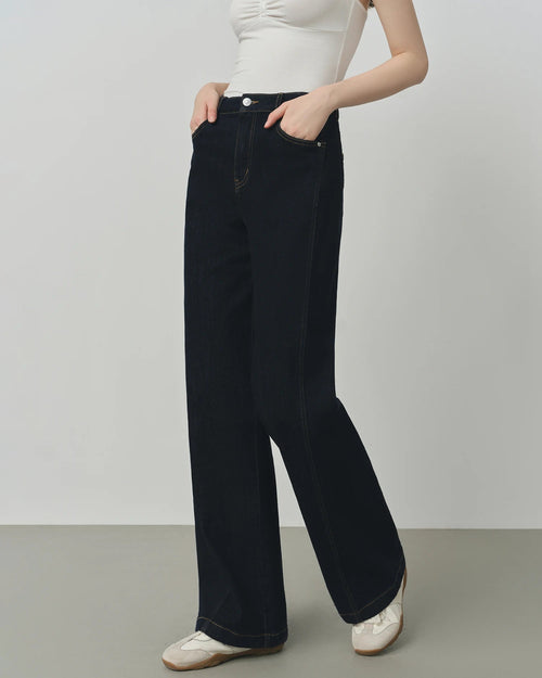 Retro Raw-Denim High-Waisted Jeans