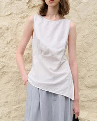 Linen Cotton Asymmetric Sleeveless Top