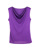 Silk-Viscose Draped Collar Sleeveless Tank Top