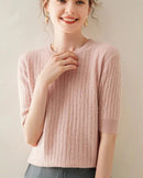 100% Cashmere Short Sleeve Pullover Sweatshirt