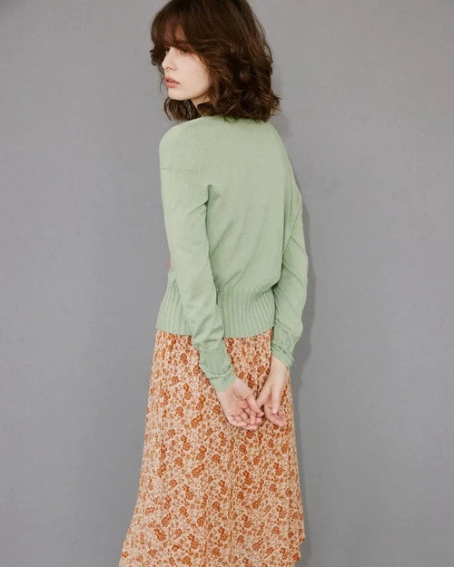 Round Neck Short Wool Cardigan