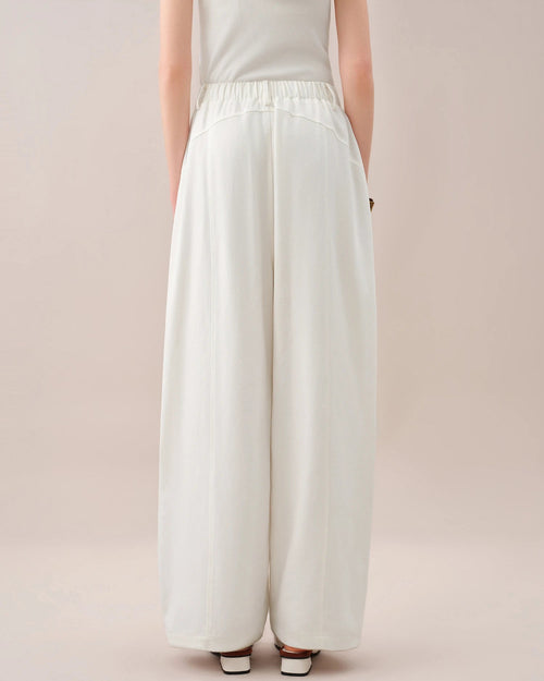 High-Waisted Loose-Fitting Curved Pants