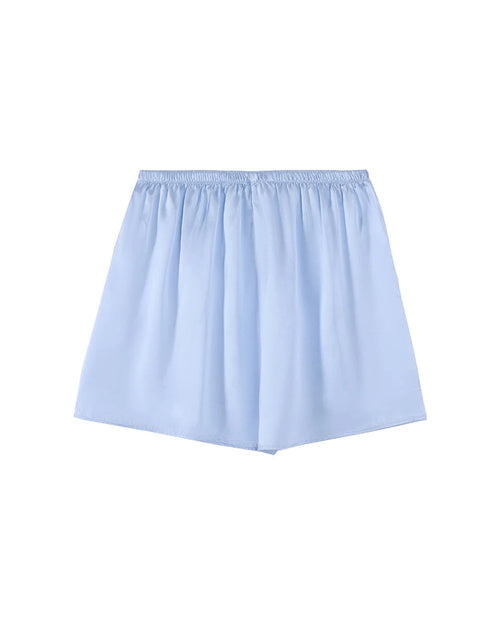 Mulberry Silk Satin Elastic-Waist Shorts