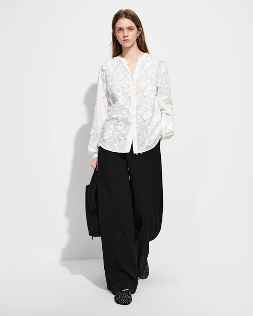 3D Jacquard V-Neck Long Sleeve Shirt