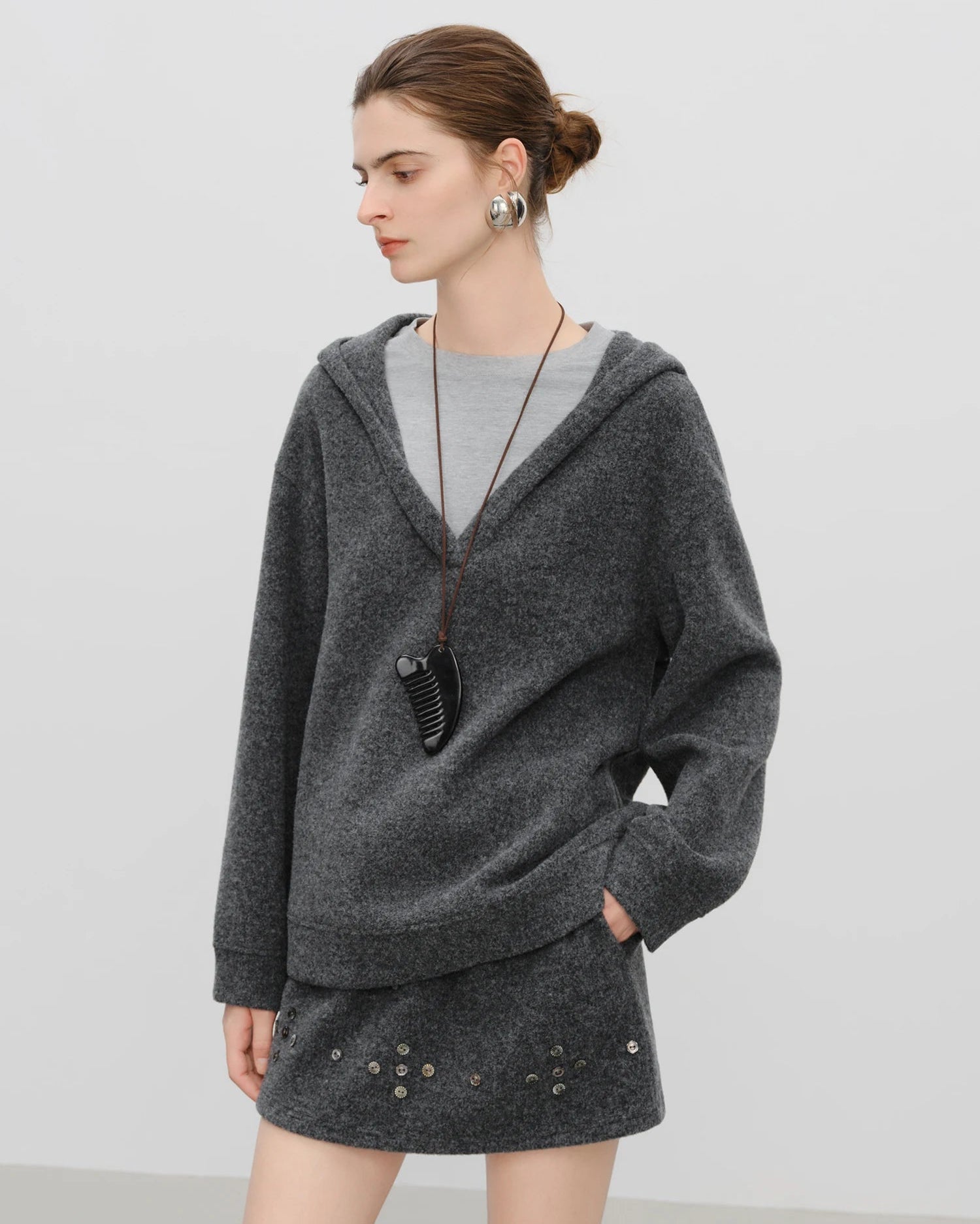 Faux Two-Piece Hooded Set