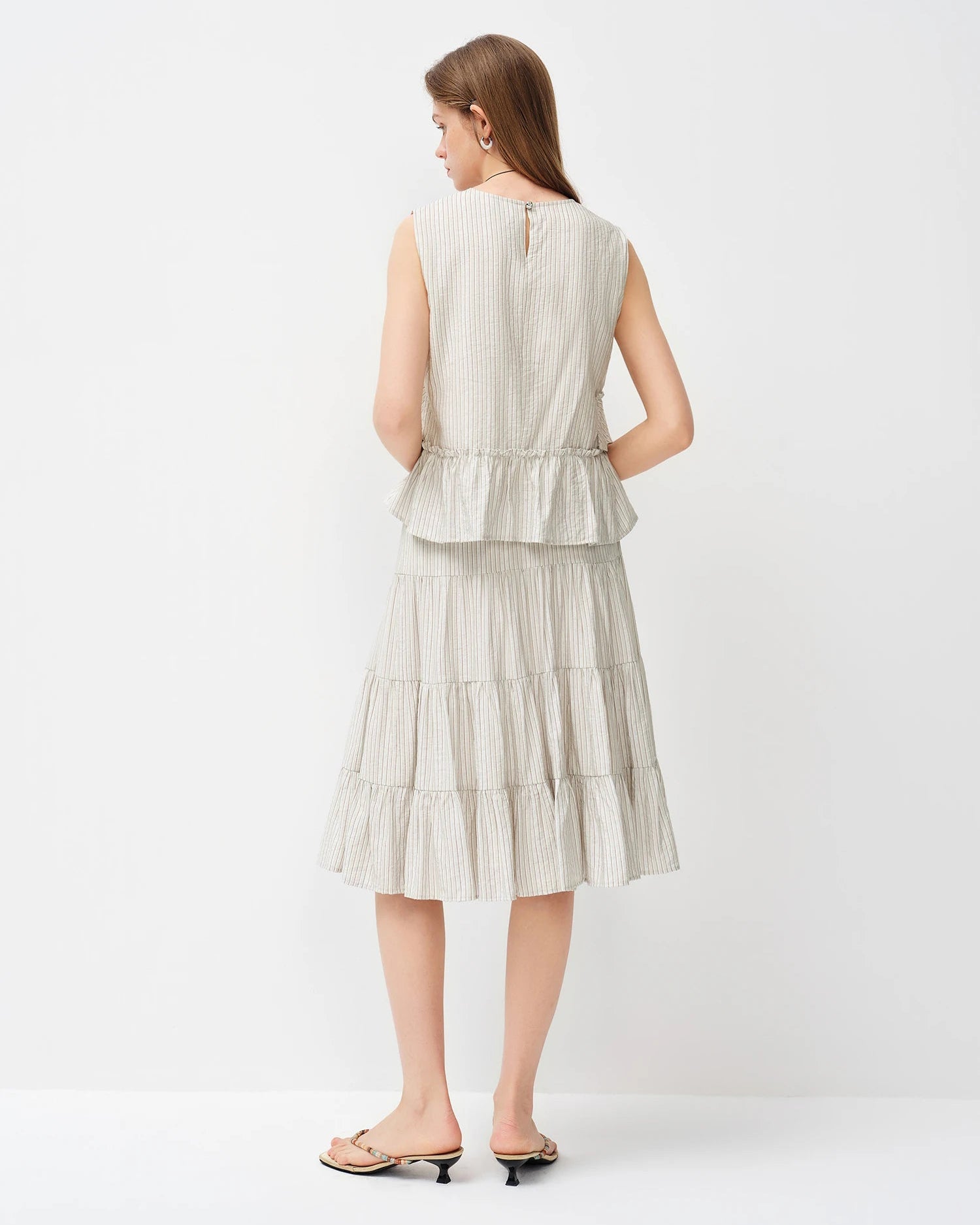 Irregular Sleeveless Casual Striped Shirt