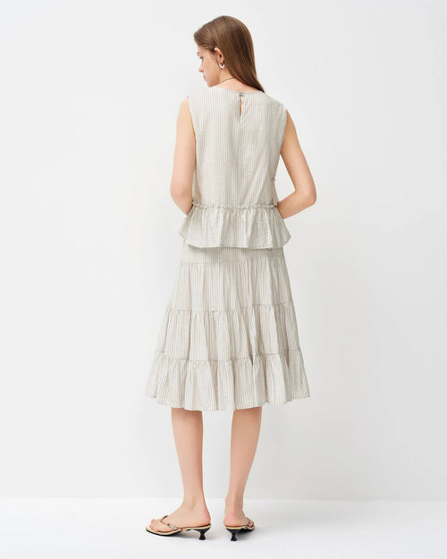 Irregular Sleeveless Casual Striped Shirt