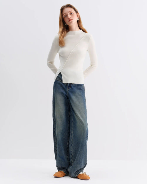 Retro High-Waisted Wide-Leg Jeans