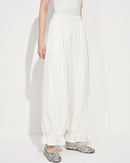 Elastic-Waist Wide-Leg Flared Trousers