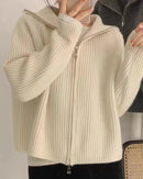 Zipper Wool Knitted Short Coat