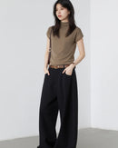Slim Half-Neck Stretch Knit Women's Top