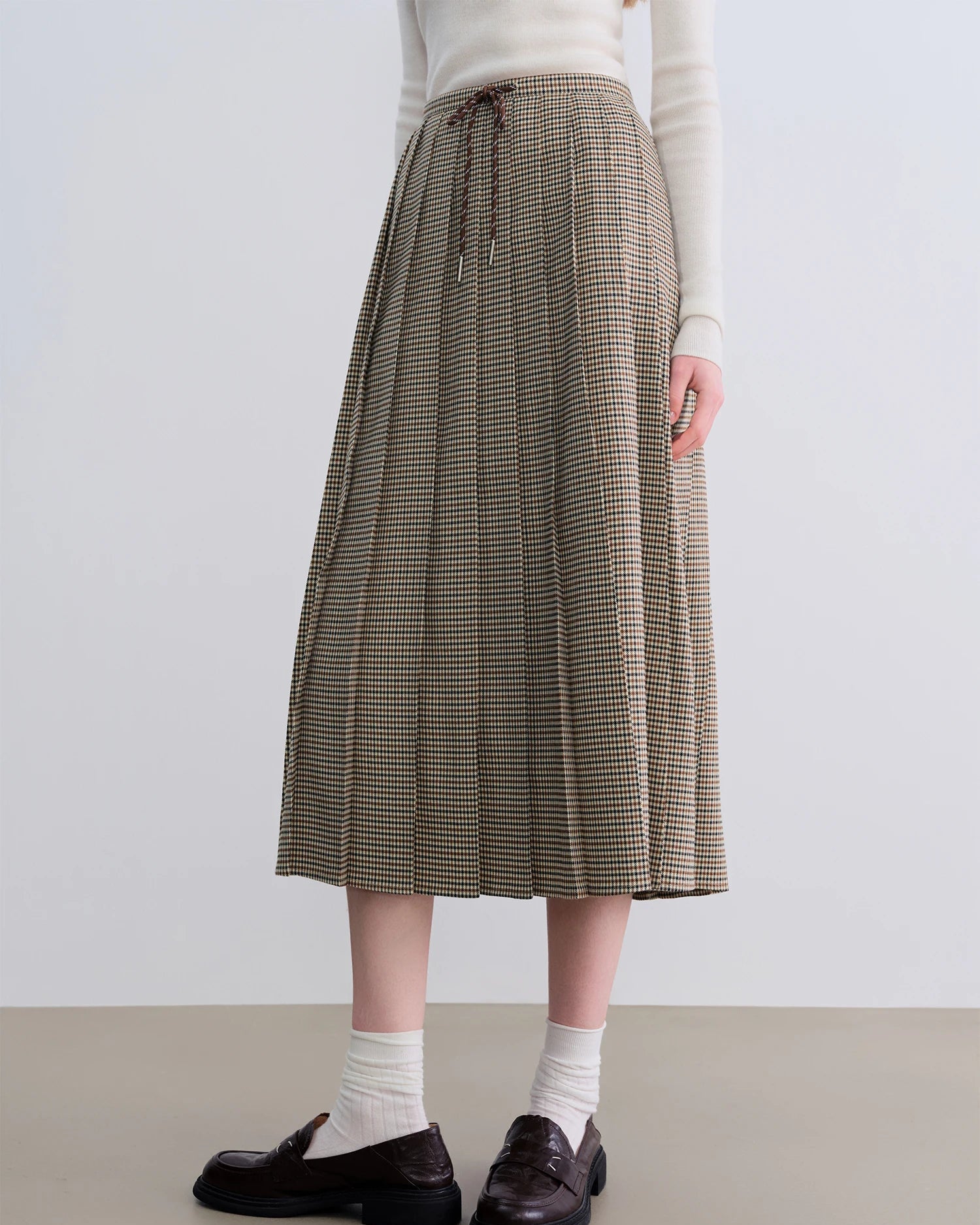 Plaid Pleated A-Line Skirt