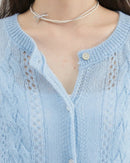 Loose Casual Mohair Hollow Knitted Cardigan