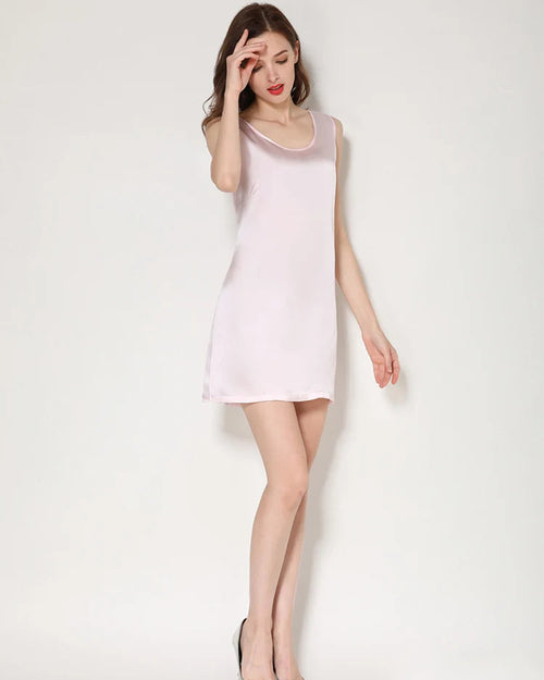 Mulberry Silk Round Neck Sleeveless Mini Dress