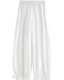 Elastic-Waist Wide-Leg Flared Trousers