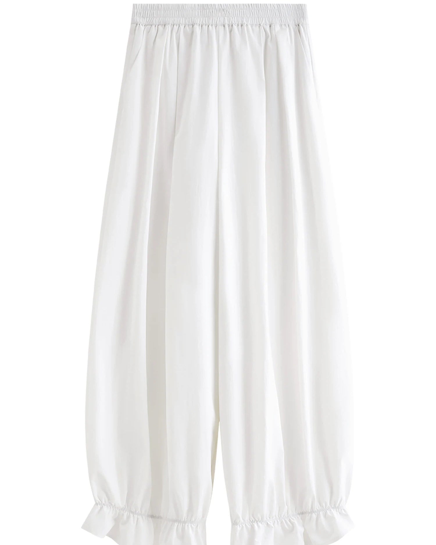 Elastic-Waist Wide-Leg Flared Trousers