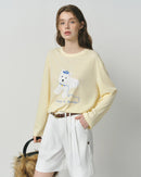 Puppy Letter Print Loose Long-Sleeve T-Shirt