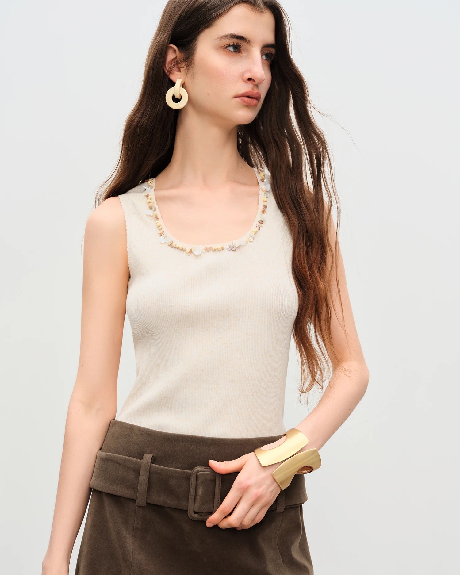 Slim-Fit A-Line Sleeveless Knitted Vest